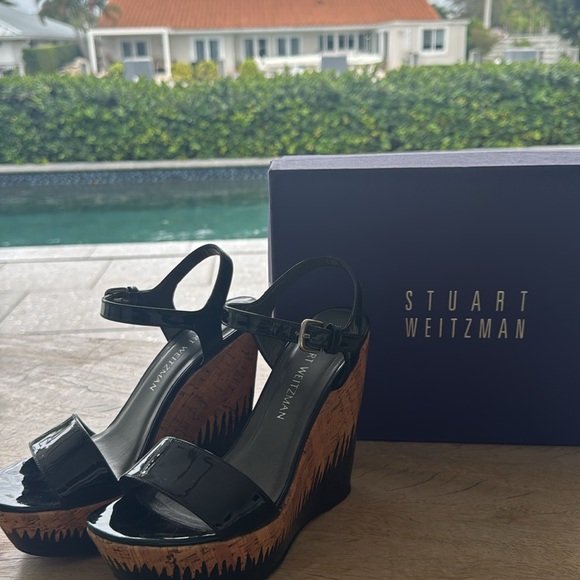 Stuart Weitzman Flame heel design black wedges - Picture 10 of 13